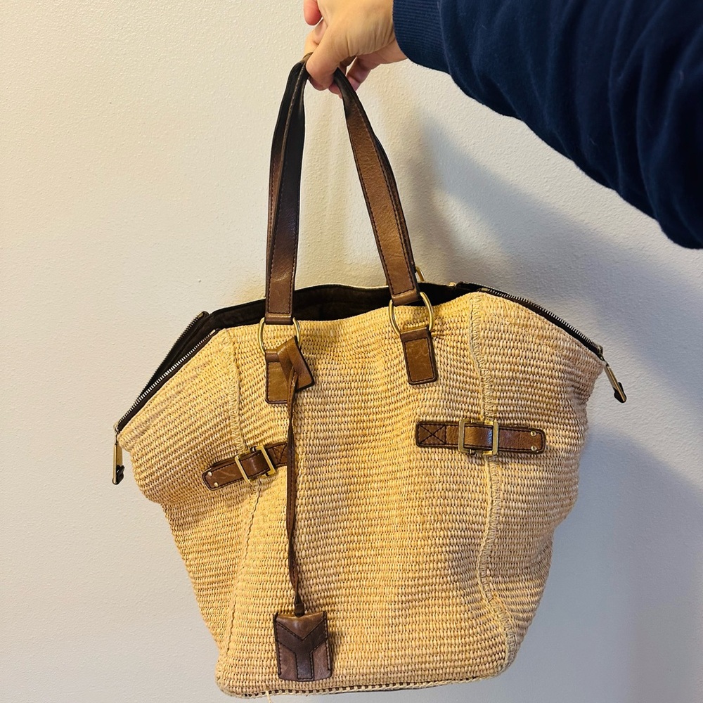 Yves Saint Laurent Tan and Brown Woven Tote - Picture 2 of 5